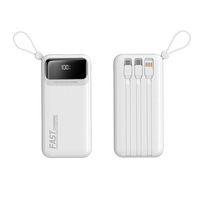Nouvelle batterie externe en plastique PD20W à charge ultra-rapide avec câble intégré, 30000 mAh haute capacité, portable, impression personnalisée
