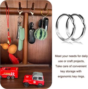 E-WANG Stainless Steel Split Ring Keychain Round Fashion Metal Key Ring Hard-Wearing for Key Holder Badge <b>Clips</b> - Product Image 5