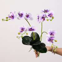 Vraie fleur d'orchidée de contact 2 branches avec des feuilles de haute qualité fleur blanche maison mariage décoration fausses fleurs orchidée artificielle