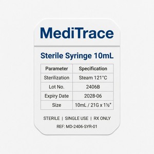 Étiquettes personnalisées en papier synthétique imperméable et durable pour dispositifs médicaux, pour applications de stérilisation de pilules avec pelliculage mat - Product Image 1
