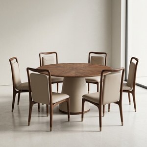 Luxury Spacious <b>Round</b> Whole <b>Solid</b> <b>Wood</b> <b>Dining</b> Counter Smooth Circular Tabletop Meal Stand with Detachable Side Wine Rack - Product Image 2