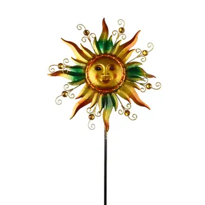 Sunface Tuin Stake Metal Arts Yard Outdoor Lente Decor Gazon Art Decoratieve Windmolens