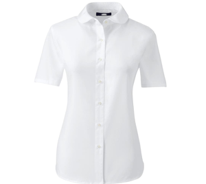 Uniformes scolaires personnalisés pour filles de maternelle et primaire : Blouse blanche moderne à col Peter Pan, manches courtes, design élégant pour - Product Image 4