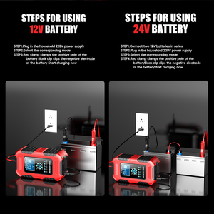 Cargador de Batería Automático Podofo 12V 10A 24V 5A con Pantalla LCD, Reparación por Pulsos, para Baterías de Plomo-Ácido, para Camiones, Motocicletas, LiFePo4, Gel, AGM - Product Image 5
