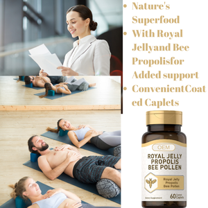 Jalea Real, Propóleo, Polen de Abeja |   60 Cápsulas |   Suplemento Vegetariano, Sin OMG, Sin Gluten - Product Image 3