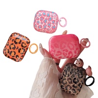 Funda brillante con estampado de leopardo para auriculares inalámbricos, caja de carga para auriculares inalámbricos 2