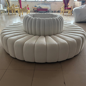 SMOOTH Sofá de salón de lujo Sofá de terciopelo blanco Sofá redondo para boda Evento Salón de fiesta - Product Image 1