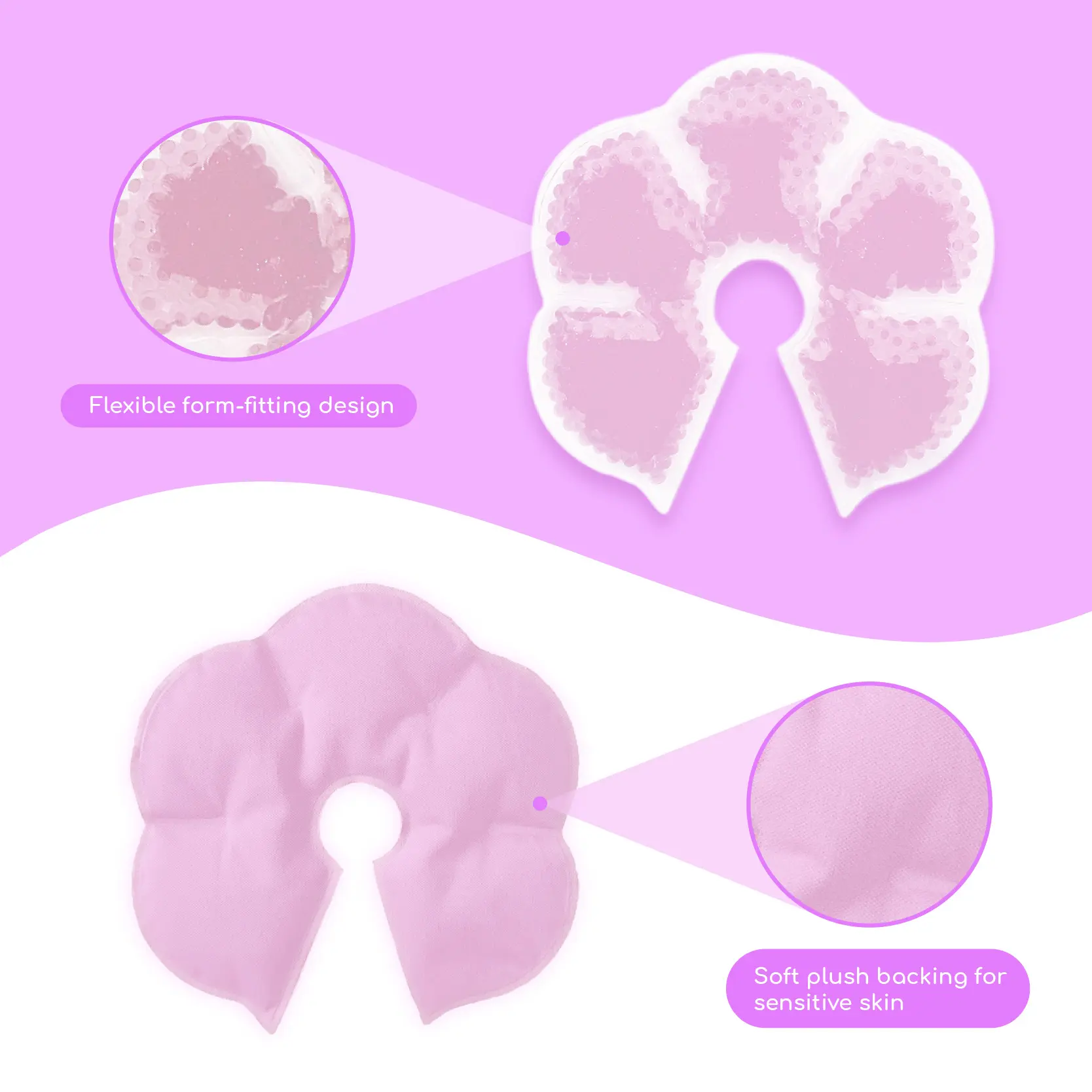 Paquete de hielo con cuentas de gel para senos rosa, paquetes de terapia de senos con cubiertas blandas, alivio del dolor de la lactancia, dolor de lactancia