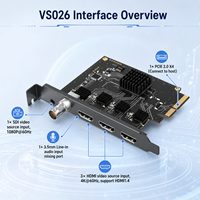 Tarjeta de Captura de Video PCIe Interna de 3 Canales HDMI + 1 Canal SDI, 4K*60Hz HDMI 1080P SDI YUY2 Line-In para Windows, Mac, Linux