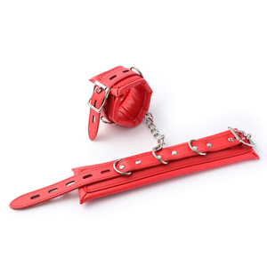 남자 섹스 토이 bdsm 여성을위한 고급스러운 품질 성인 게임 여성 섹스 토이 Sm Pu 가죽 수갑 골드 체인 - Product Image 4