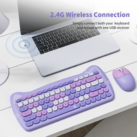 Ensemble clavier et souris Mofii 2.4G, design mignon en forme de chat, clavier et souris sans fil USB ergonomique, combo compact pour PC