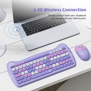Ensemble clavier et souris Mofii 2.4G, design mignon en forme de chat, clavier et souris sans fil USB ergonomique, combo compact pour PC - Product Image 2