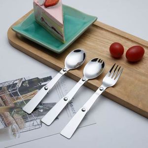 Cuillère, fourchette et couteau pliables en acier inoxydable avec étui de rangement, design minimaliste portable pour l'extérieur - Product Image 4