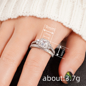 Set di Anelli in Zirconia per Coppie, Elegante Gioiello da Donna per Matrimoni e Feste Serali - Product Image 4