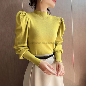 New Women's Lantern Sleeve Knit <b>Pullover</b> <b>Sweater</b> Fashion - Product Image 4