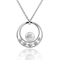 Collier pendentif fleur de frangipanier ronde en argent sterling 925 avec perle, bijoux tropicaux en argent