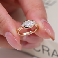 Anillo de Compromiso de Diamante Cultivado en Laboratorio con Corte Marquesa de Oro de 18k, Diseño Original, Libre de Impuestos, Producido en China para Damas