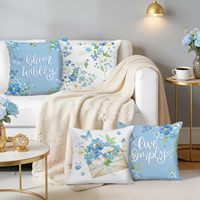 4 housses de coussin vintage à fleurs, motif papillon et fleurs bleues, adaptées à la décoration de la maison et de la terrasse