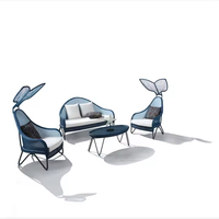Ensemble de meubles de jardin en rotin et aluminium Brighthome au design unique, résistant aux intempéries, canapé de jardin
