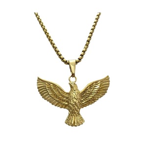 Collier pendentif Aigle en acier inoxydable doré pour homme, bijoux Hip Hop, pendentif animal du zodiaque, chaîne rétro tendance, Dongguan - Product Image 5