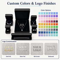 Boîte à bijoux élégante avec éclairage LED, insert en velours, pour bague, boucles d'oreilles, collier, bracelet, montre, logo personnalisé, OEM, vente en gros