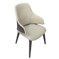 Chaise de salle à manger en bois massif de style italien minimaliste, fauteuil en cuir ultra-fibre, chaise de table à manger avec rembourrage doux, cafés, salons de thé