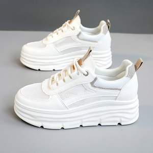   Zapatillas deportivas de mujer transpirables de malla para verano/primavera/otoño, talla grande, con cordones, Evergreen, con aumento de altura, China - Product Image 5