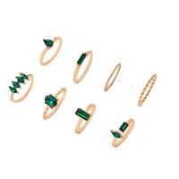 Ensemble de bagues pour femmes en alliage multi-pièces avec pierre naturelle en forme de serpent rétro populaire en Europe et aux États-Unis, entièrement sertie de diamants