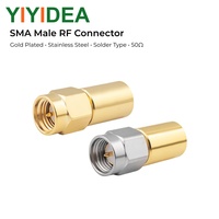 Adaptateur coaxial RF de type SMA mâle, plaqué or, en acier inoxydable, connecteur à souder, 50 ohms, DC-6GHz, pour câble haute fréquence