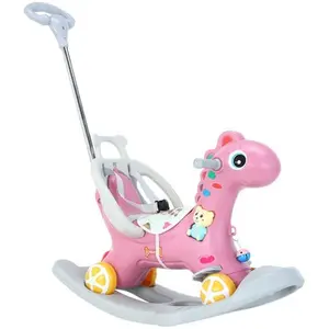 Caballo mecedora de plástico para niños, juguete para montar con animales