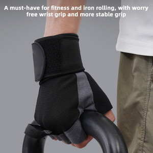 Sarung Tangan Pelindung Telapak Tangan Anti-Selip Penyerap Keringat untuk Latihan Kebugaran Olahraga Gym Setengah Jari - Product Image 3