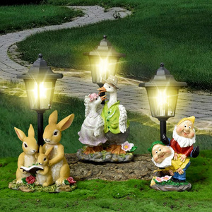 Ornement de jardin en résine, lumière solaire d'extérieur, statue de lutin, lampe pour jardin, balcon et décoration de villa - Product Image 1