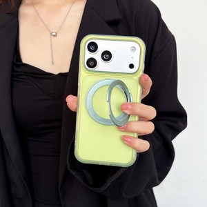 High quality Frosted Translucent Magnetic Rotation stand Mobile phone case for iPhone 17 16 15 14 Shockproof holder cover <b>back</b> - Product Image 4