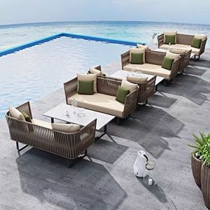 Canapé d'extérieur style nordique, chaise en rotin pour <span class=keywords><strong>jardin</strong></span> et cour, canapé double en rotin pour balcon et extérieur - Product Image 2