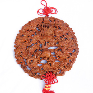 Colgante de madera de durazno con el caracter Fu, redondo, decoración tradicional para el hogar, adorno para la sala de estar, regalo - Product Image 2