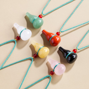 Ciondoli a Forma di Zucca in Quarzo Rosa Naturale, Decorazioni Artigianali in Cristallo per Guarigione Spirituale, Vari Materiali - Product Image 1