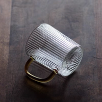 Grande tasse à thé en verre transparent, résistante à la chaleur, motif solide, avec anse, réutilisable, sans danger pour les aliments, usage domestique, design moderne