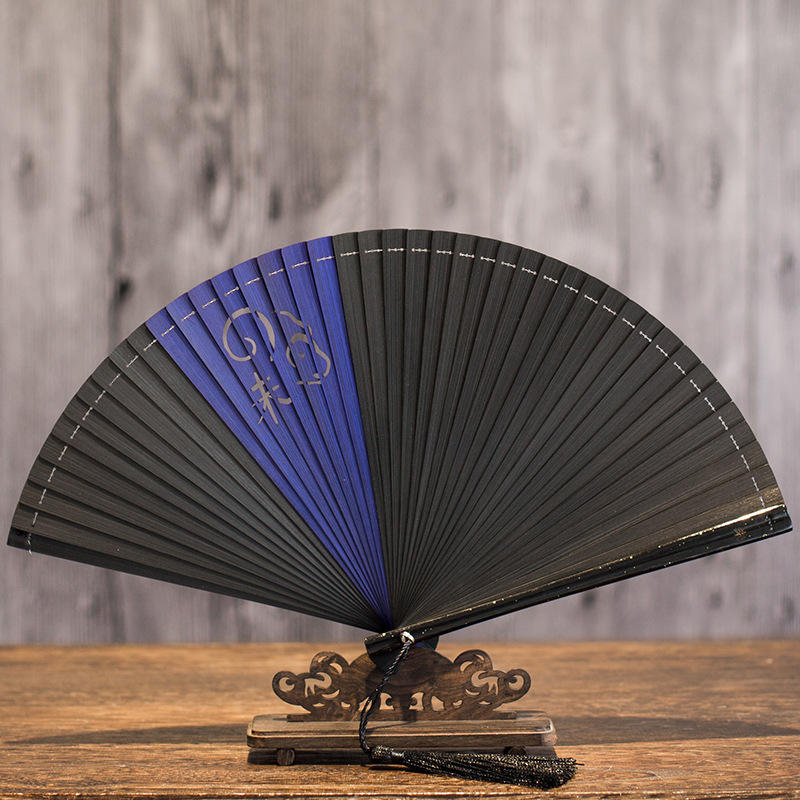 Carved bamboo fan-zodiac sheep