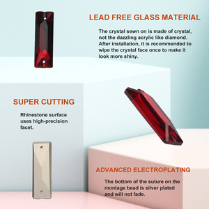 Yhb baguetee สร้อยคอลูกปัดแก้วคริสตัลทรงแฟนซีเย็บติดพลอยเทียมด้านหลังเรียบสำหรับเสื้อผ้ากระเป๋าเสื้อผ้า<span class=keywords><strong>ชุด</strong></span>แต่งงาน - Product Image 2