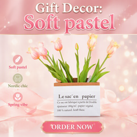 5 Tangkai Bunga Tulip Buatan Real Touch dengan Rumbai, Bunga Tulip Parrot Silikon untuk Dekorasi Rumah dan Pernikahan