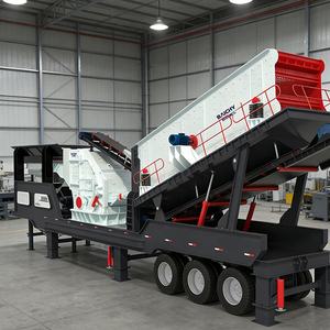 Système mobile de concassage et de criblage complet pour pneus usagés, avec concasseur à cône à percussion mobile pour le traitement des roches - Product Image 1