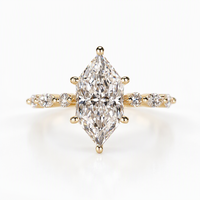 Bague de fiançailles Kirin en argent sterling 925 plaqué or 18 carats avec moissanite marquise à 6 griffes pour femme, vente en gros