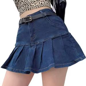 Jupe Courte Plissée en Jean Taille Haute pour Femme – Nouvelle Collection Été Tendance et Abordable - Product Image 1