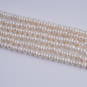 Perles Keshi blanches Zhuji 5-6 mm, ovales, naturelles, d'eau douce, semi-finies, en vrac, pierres semi-précieuses pour collier et bracelet DIY - Product Image 3