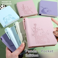 Carnet de notes portable mini format mignon Panda avec couverture en cuir, 100 pages intérieures, couleurs vives, idéal comme cadeau