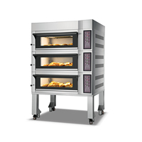 Oven Listrik Tradisional 4 Laci untuk Membuat Roti, Mesin Pembuat Roti untuk Usaha Skala Kecil dengan 16 Loyang