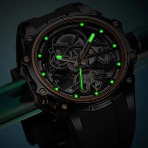 Orologio Meccanico Automatico di Lusso Megir 2243G <span class=keywords><strong>da</strong></span> <span class=keywords><strong>Uomo</strong></span>, Marca Top, Cinturino in Silicone, Quadrante <span class=keywords><strong>da</strong></span> 43mm, Luminoso e Impermeabile - Product Image 5