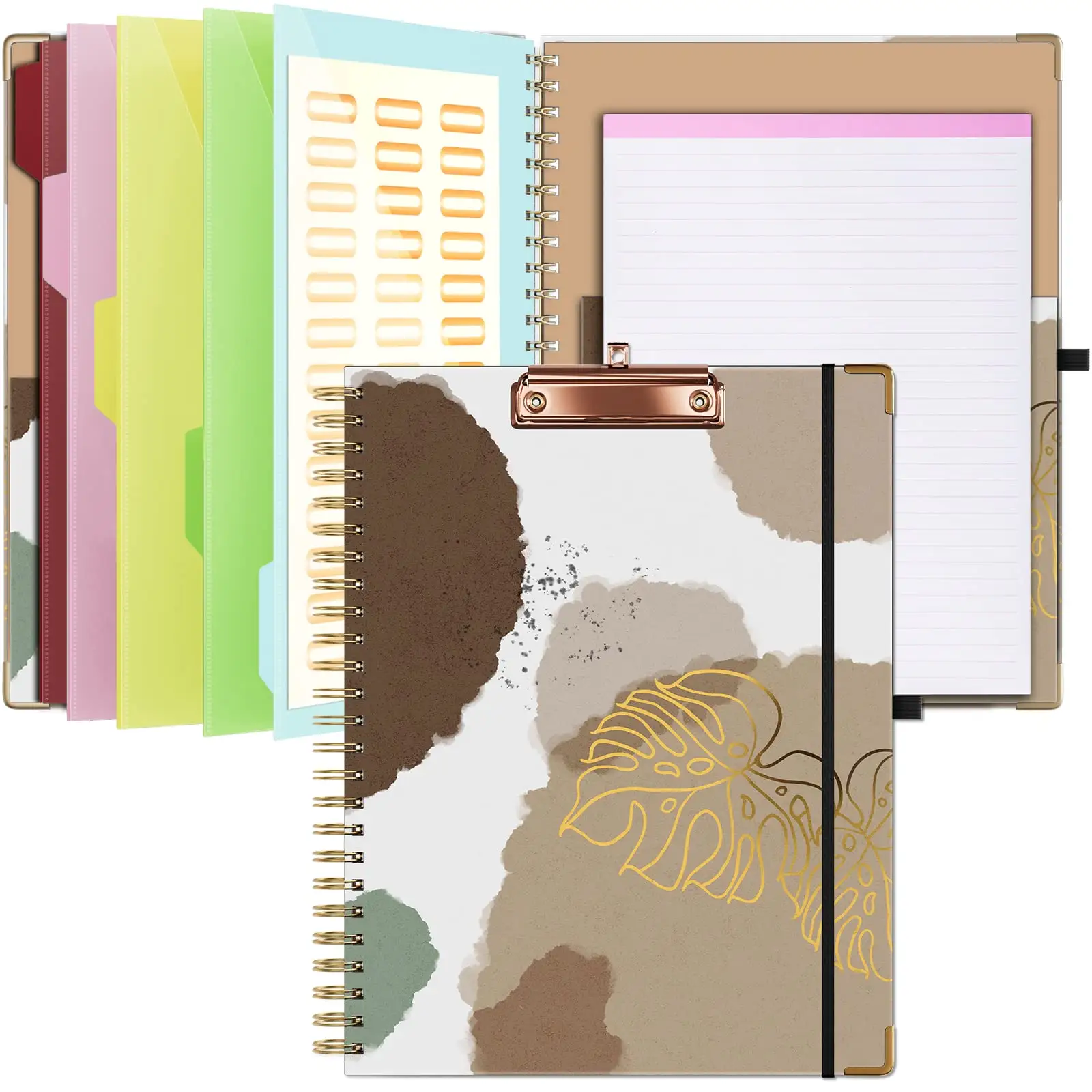 Myway 2024 Klembord Folio Met Kladblok Voor Letter Size 5 Mappen Met 10 Zakken Elastische Sluiting En Pen Loop Serie