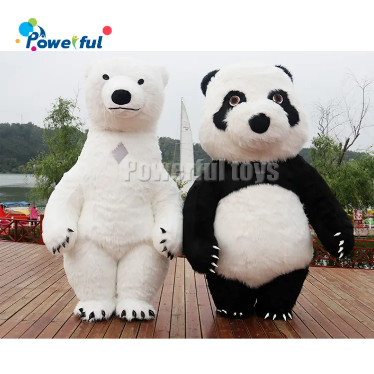 2.6M גבוהה מתנפח בעלי החיים פנדה תלבושות דוב למבוגרים מתנפח פנדה חליפה מתנפח תלבושות