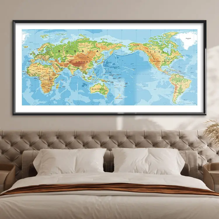 Custom World Map Canvas Painting Classical Wall Art Wall Landscape Painting World Map